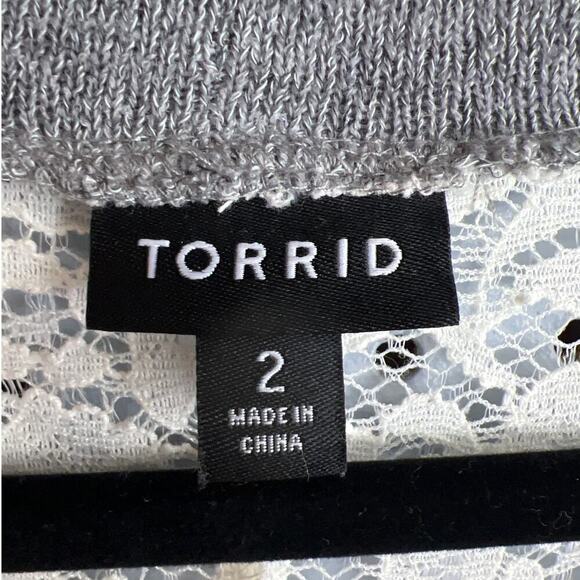 Torrid Lace Insert Open Front Cardigan Size 2 - Picture 5 of 6